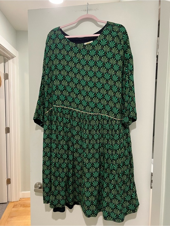 Maeve Dresses & Skirts - Maeve Green and Black Patterned Midi Dress